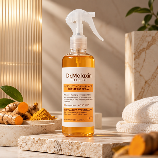 Dr. Melaxin PEEL SHOT™ — Spray Exfoliante Corporal de Ácido Kójico & Cúrcuma
